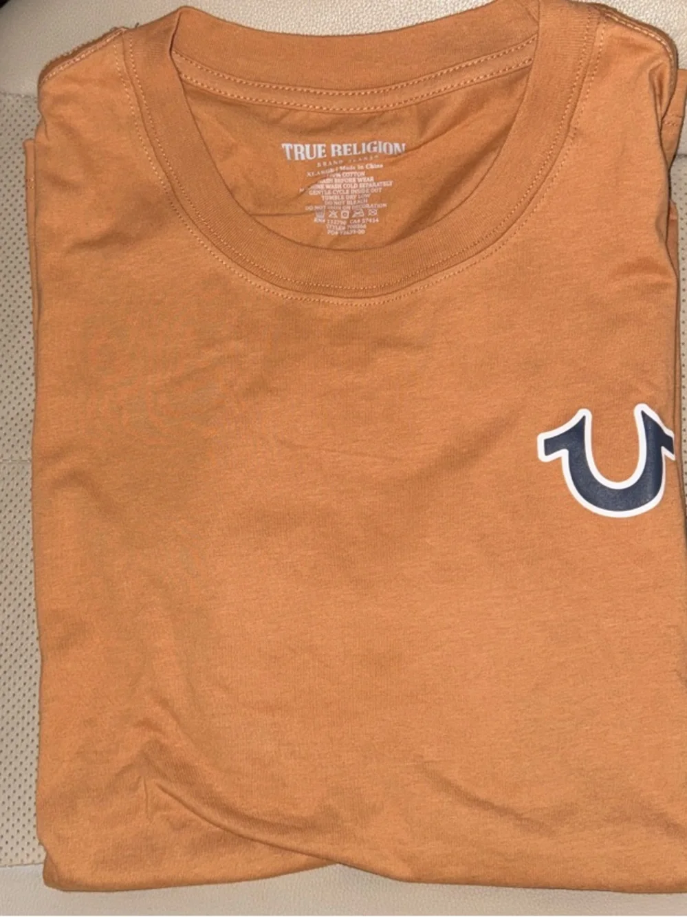 True Religion Men's Rust Orange Logo Crew Tee